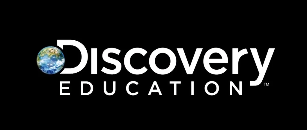 discovery education logo in a black background
