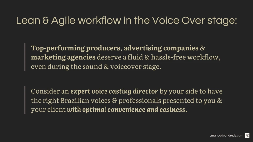 Amanda de Andrade is a Brazilian Voice Over Casting Director & Language Director for special and challenging localization projects